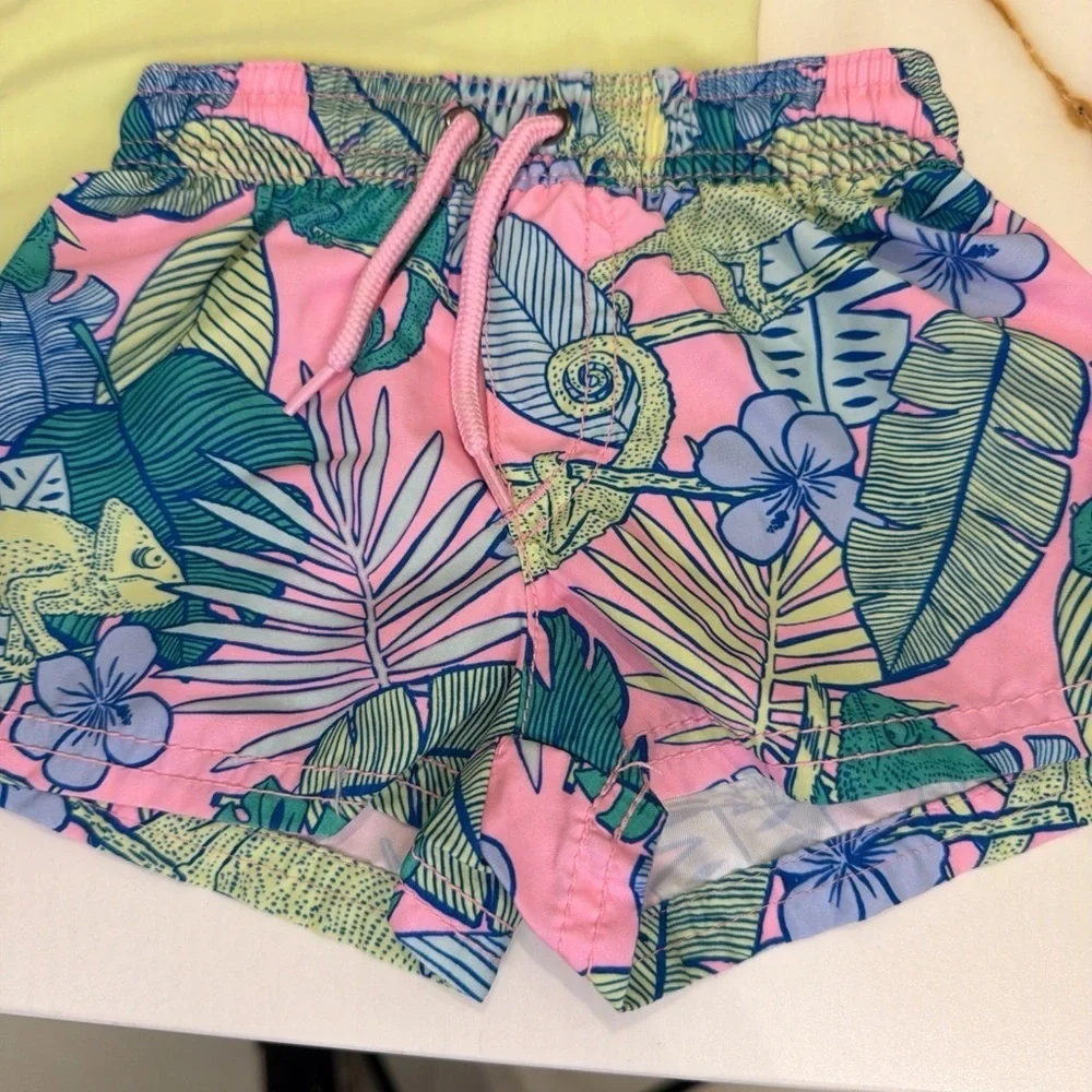 Carter's Green and Pink Rashguard Set with Tropical Print